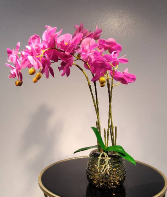 Elegant Pink Artificial Orchid in a Decorative Vase