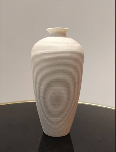 White Ribbed Ceramic Vase