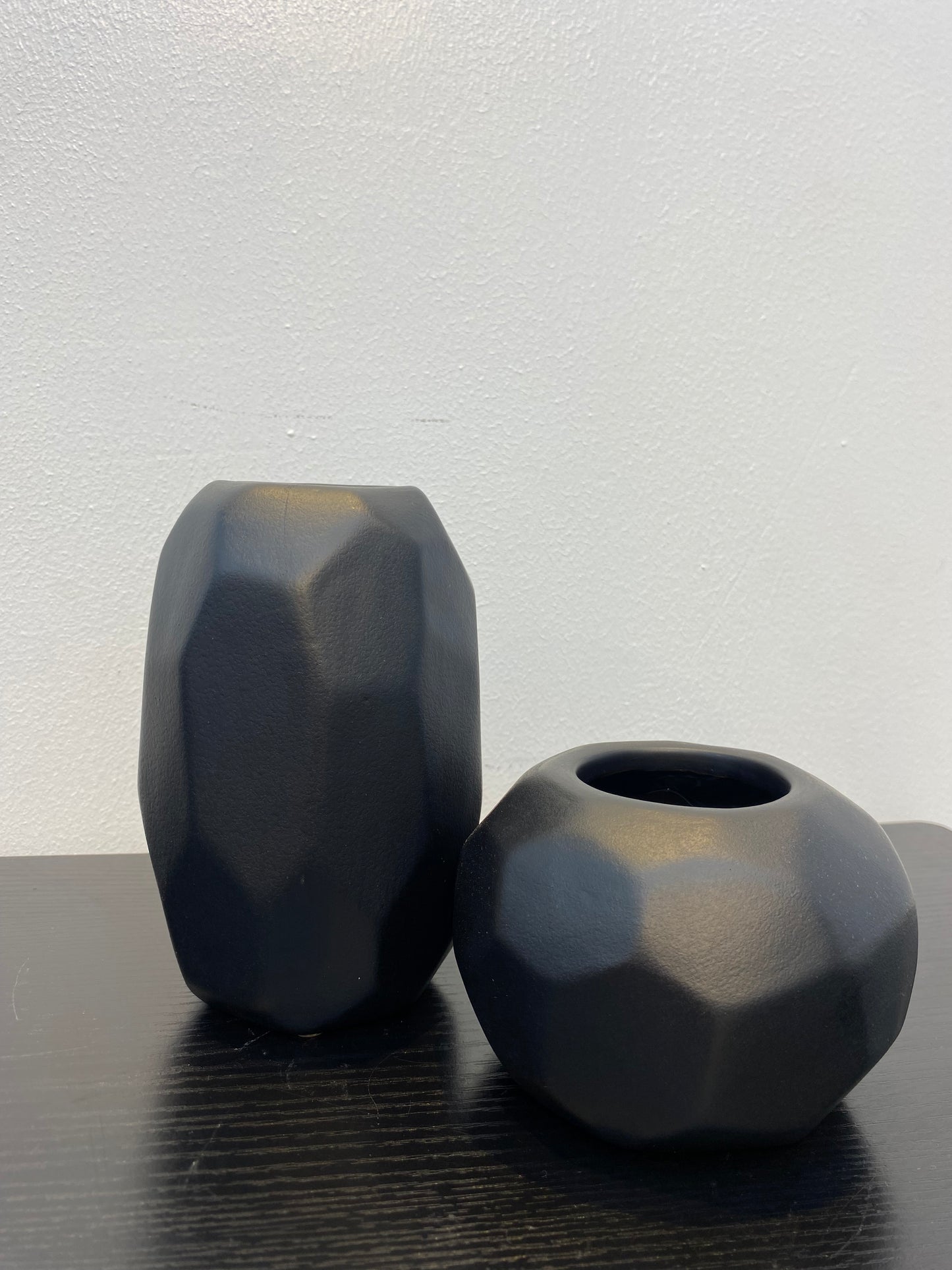 Black Geometric Vase Set (2pcs)