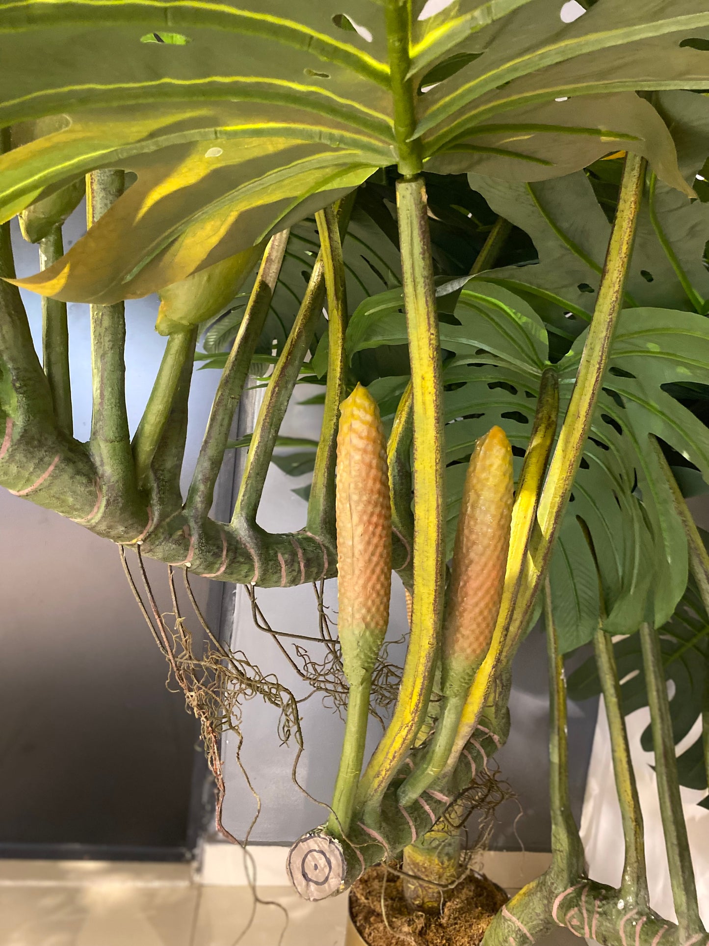 Artificial Giant Monstera Tree in Black Vase
