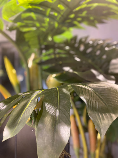 Artificial Giant Monstera Tree in Black Vase