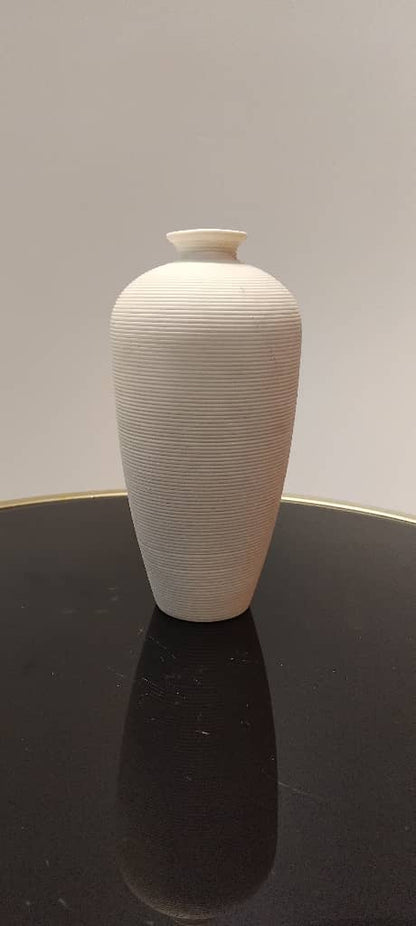 White Ribbed Ceramic Vase